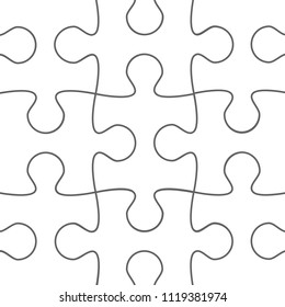 Puzzle pattern background. Jigsaw backdrop for web site, marketing, app,banner and logo template. Thin line puzzle contour. Creative art concept, vector illustration, eps 10