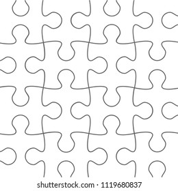 Puzzle pattern background. Jigsaw backdrop for web site, marketing, app,banner and logo template. Thin line puzzle contour. Creative art concept, vector illustration, eps 10