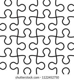 Puzzle pattern background. Jigsaw backdrop for web site, marketing, app,banner and logo template. Thin line puzzle contour. Creative art concept, vector illustration, eps 10