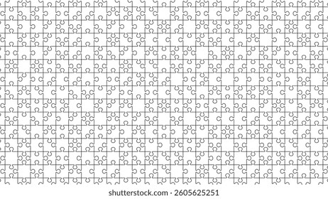 Puzzle Pattern Background in Minimal Line Style. Logic Games, Education, Packaging Concept. Vector Illustration.