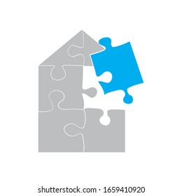 puzzle peaces created house shape, vector
