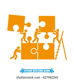Puzzle and people icon vector illustration
