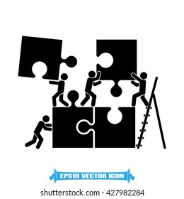 Puzzle and people icon vector illustration