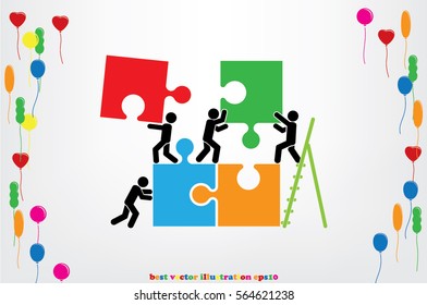 puzzle and people icon vector illustration eps10.