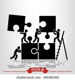puzzle and people vector illustration