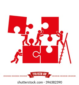 puzzle and people vector illustration