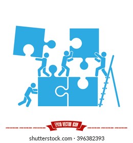 puzzle and people vector illustration