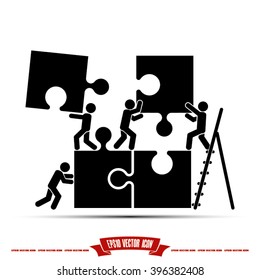 puzzle and people vector illustration