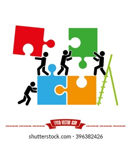 puzzle and people vector illustration