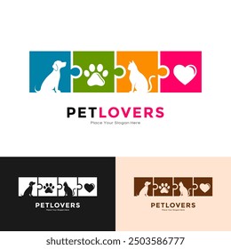 Puzzle pet logo vector design. Suitable for business, veterinary, animal and information pets