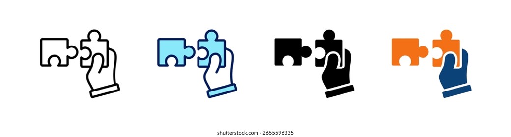 Puzzleteil alles in einem Symbol Multi Styles Vektorsatz