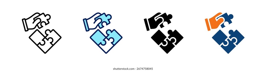 Puzzleteil alles in einem Symbol Multi Styles Vektorsatz