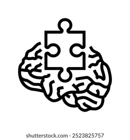 peça de quebra-cabeça vetor de ícone de linha de quebra-cabeça. peça de quebra-cabeça sinal de volta. isolado contorno símbolo ilustração preta