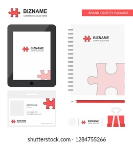 Puzzle piece Business Logo, Tab App, Diary PVC Employee Card and USB Brand Stationary Package Design Vector Template