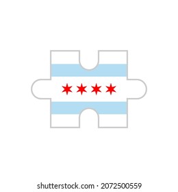 puzzle piece of chicago flag. vector illustration isolated on white background