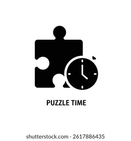 Puzzle Piece With Clock Icon Time Management Problem Solving Concept