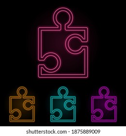 puzzle piece color neon set. Simple thin line, outline vector of web icons for ui and ux, website or mobile application