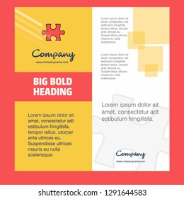 Puzzle piece Company Brochure Title Page Design. Company profile, annual report, presentations, leaflet Vector Background