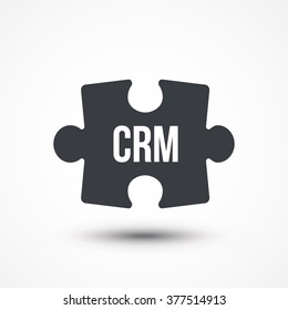 Puzzle Piece. Concept Image Of Acronym CRM As Customer Relationship Management. Flat Icon