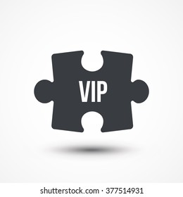 Puzzle piece. Concept image of acronym VIP as Very Important Person. Flat icon