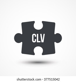 Puzzle Piece. Concept Image Of Acronym CLV As Customer Lifetime Value. Flat Icon