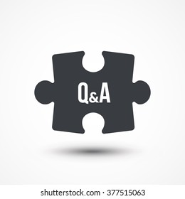 Puzzle piece. Concept image of acronym Q&A as Question and Answer. Flat icon