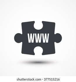 Puzzle piece. Concept image of acronym WWW as World Wide Web. Flat icon