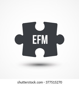 Puzzle piece. Concept image of acronym EFM as Enterprise Feedback Management. Flat icon