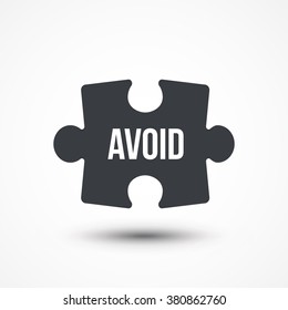 Puzzle piece. Concept image with AVOID word. Flat icon