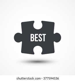 Puzzle piece. Concept image with BEST word. Flat icon