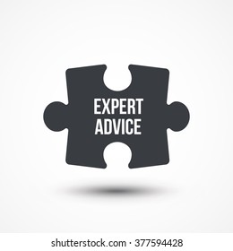 Puzzle piece. Concept image with EXPERT ADVICE word. Flat icon