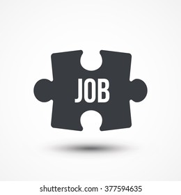 Puzzle piece. Concept image with JOB word. Flat icon