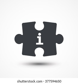 Puzzle piece. Concept image with i letter (Information). Flat icon
