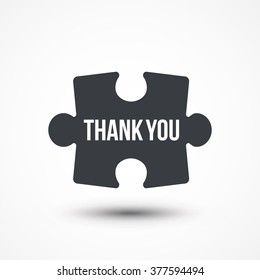 Puzzle piece. Concept image THANK YOU with word. Flat icon