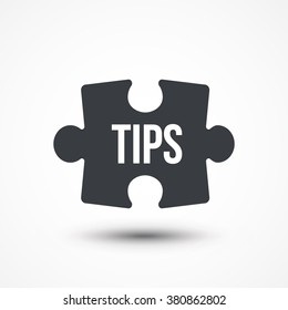 Puzzle piece. Concept image with TIPS word. Flat icon