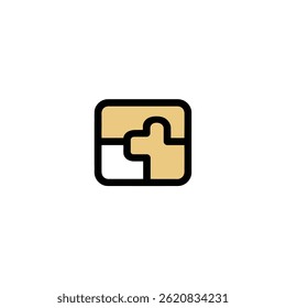 Puzzle piece connects solution icon digitally