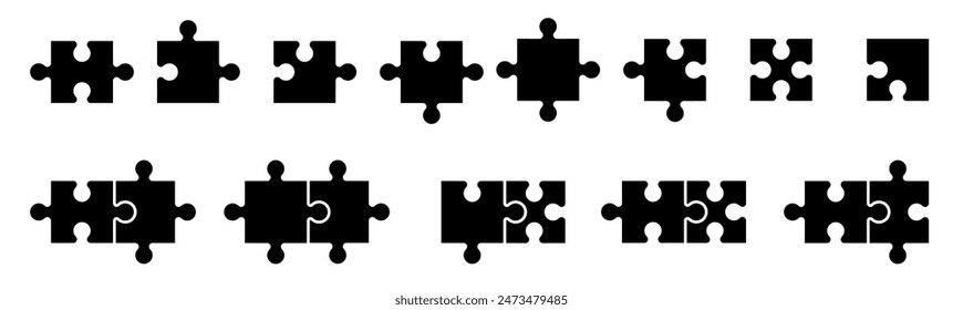 Puzzle piece element collection. Set of game puzzle. Vector