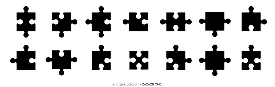 Colección de elemento de pieza de rompecabezas. Conjunto de rompecabezas de juego. Vector
