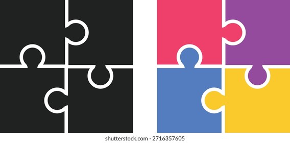 Elemento de pieza de rompecabezas. Símbolos de la parte del rompecabezas. Faltan símbolos de pieza. Diseño gráfico de resolución de problemas. Elemento de conexión y diseño lógico
