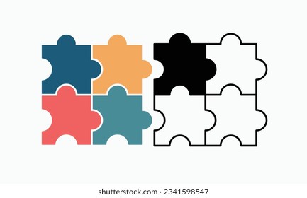 Diseño de icono plano de la pieza del rompecabezas. símbolo de trabajo en equipo, conexión de personas, concepto de negocios.