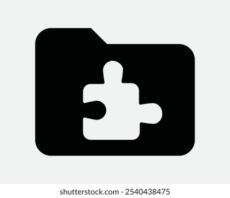 Puzzle Piece Folder File Document Idea Solution Challenge Logic Portfolio App Computer Education Internet Sign Icon Shape Outline Black White Vector