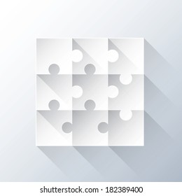 Pieza de rompecabezas rejilla con sombras largas. Ilustración vectorial de concepto de negocio.