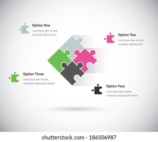 Puzzle piece group infographics business concept vector