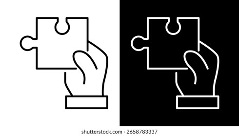 Puzzle Piece in Hand editable line icon