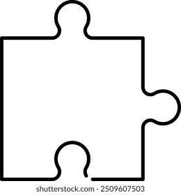 Puzzle piece icon continuous one drawing. Toy kids company logotype symbol template concept. Vector illustration, editable stroke.