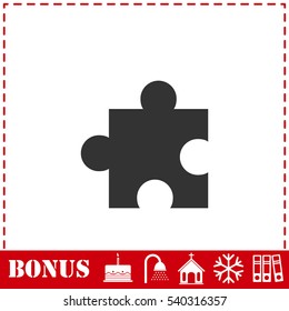 Puzzle piece icon flat. Simple vector symbol and bonus icon