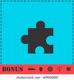 Puzzle piece icon flat. Simple vector symbol and bonus icon