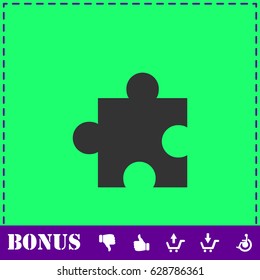 Puzzle piece icon flat. Simple vector symbol and bonus icon