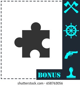 Puzzle piece icon flat. Simple vector symbol and bonus icon
