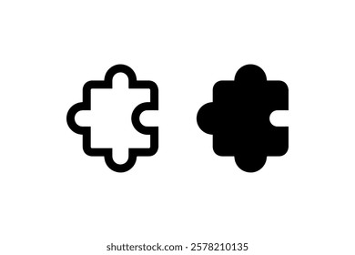 Puzzle Piece Icon in Line and Solid Styles vector